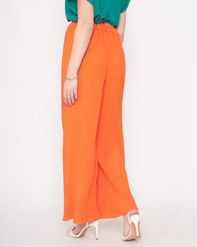 Pantalon palazzo large côtelé orange pour femme - Vêtements