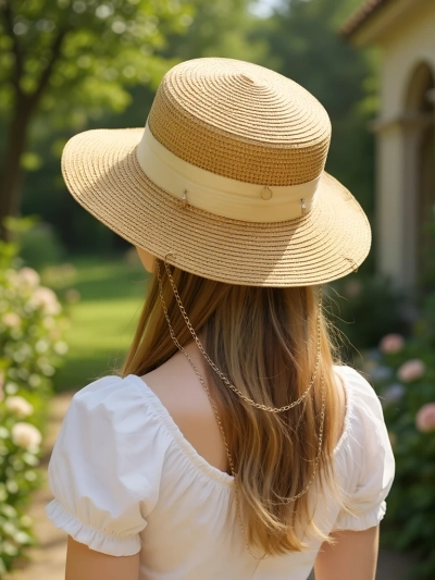 Royalfashion Chapeau de paille pour femme Grace Ruban