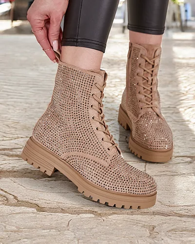 Bottes lacées pour femme de la marque Royalfashion avec zircons Russos
