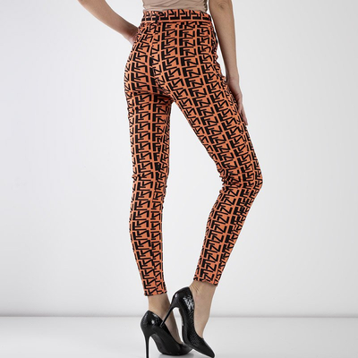 Pantalon femme orange à motifs - Vêtements
