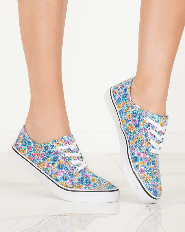 OUTLET Baskets femme bleues à fleurs Sertoli - Footwear