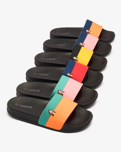 Royalfashion Tongs en caoutchouc vert-orange pour femme Lierigs