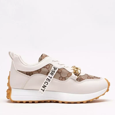 Baskets femme blanches et marron clair avec imprimé Philly-Footwear