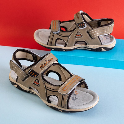 Sandales garçon Monekin velcro beiges - Chaussures