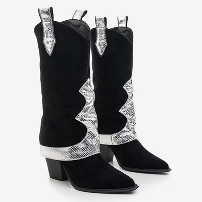 Bottines noires avec revers décoratif Acilip- Footwear