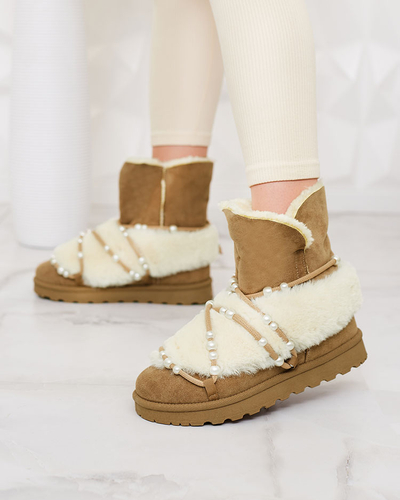 Royalfashion Bottes de neige pour femmes avec perles Cuvilav