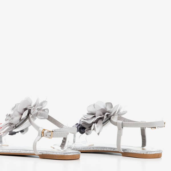 Sandales tongs grises à fleurs Hannas - Chaussures 1