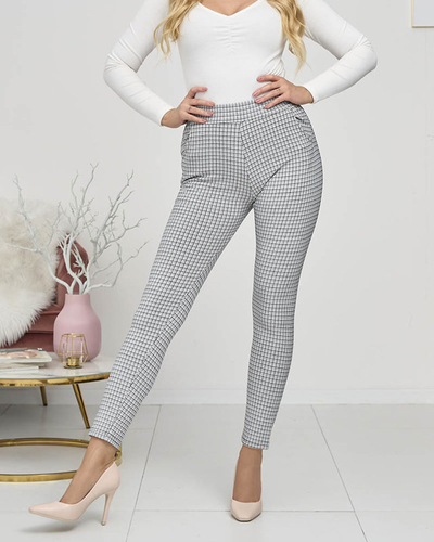 Treggings à carreaux gris-noir pour femmes- Vêtements