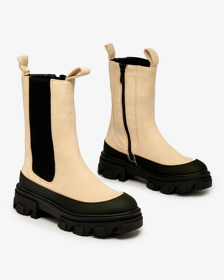 OUTLET Royalfashion Bottes hautes isolées pour femmes Beige Soft Way