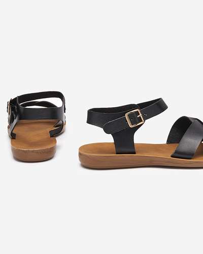 OUTLET Sandales plates noires classiques pour femmes Eterika - Footwear