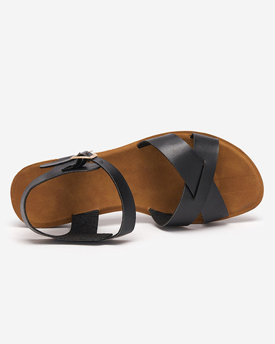 OUTLET Sandales plates noires classiques pour femmes Eterika - Footwear