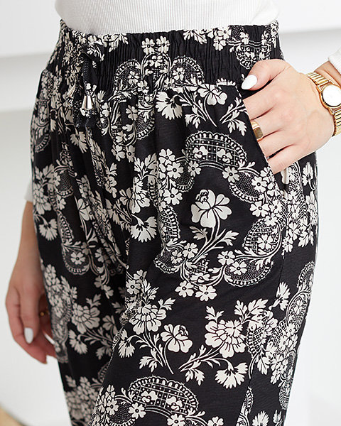 Pantalon femme imprimé noir et blanc - Vêtement