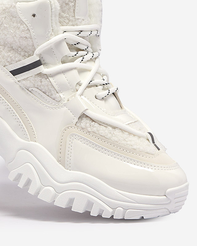 Chaussures de sport blanches pour femmes avec fourrure Sagglo- Footwear