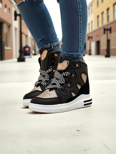 Royalfashion Baskets hautes pour femmes avec un talon caché Oblaffi