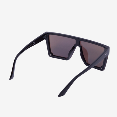 Lunettes de soleil carrées femme bleu marine avec bordure holographique - Accessoires