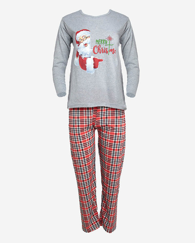 Pyjama 2 pièces gris pour femmes avec imprimé de Noël- Vêtements