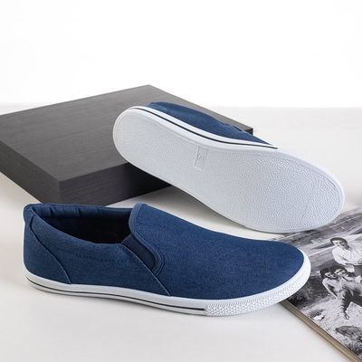 Sneakers homme bleu marine en denim slip on Orian - Chaussures