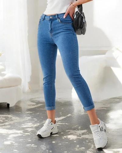 Royalfashion Jeans tapered en coton pour femmes