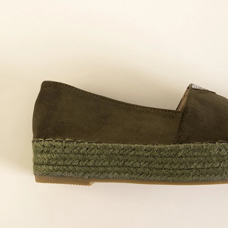 OUTLET Espadrilles femme vert foncé avec oxydes de zirconium Asira - Chaussures