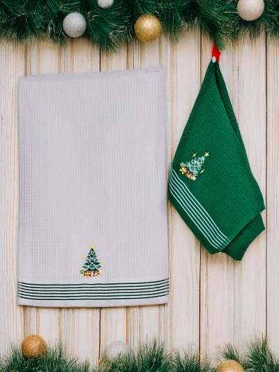 Royalfashion Ensemble de serviettes de vacances Happy New Year