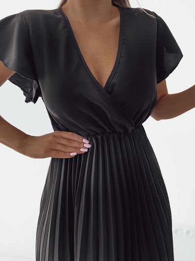 Royalfashion Robe midi plissée pour femme
