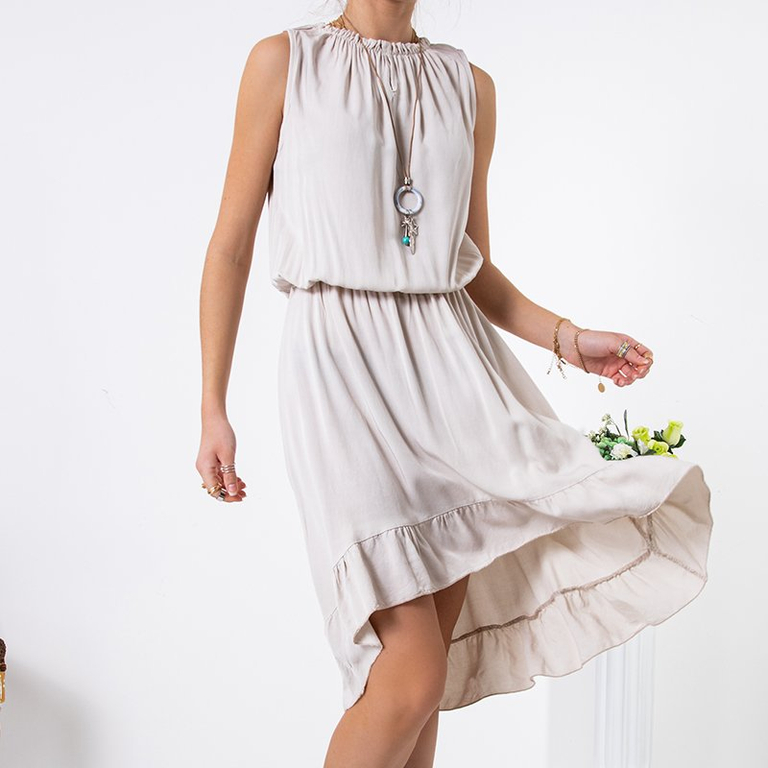 Robe asymétrique sans manches beige - Vêtements