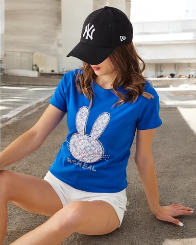 Royalfashion T-shirt en coton femme Bunny Say Be Real