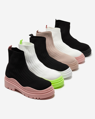 Bottines pour femmes sur semelle épaisse en blanc et rose Korlic-Shoes