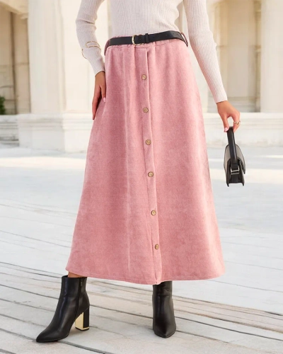 Royalfashion Jupe midi pour femme avec boutons décoratifs