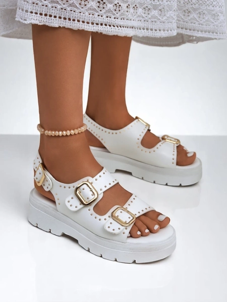 Royalfashion Sandales pour femmes à semelle épaisse avec strass Rocky Chic