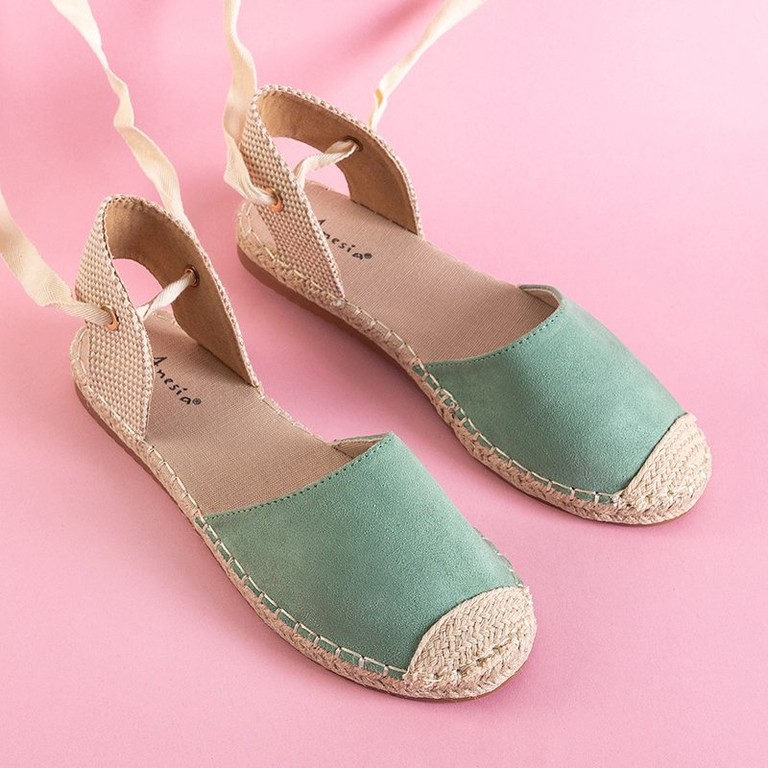 Espadrilles nouées pour femmes en vert Edola - Chaussures
