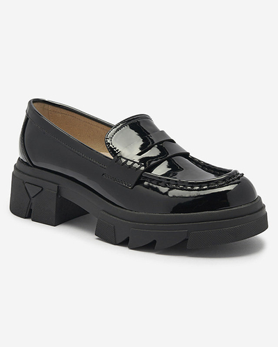 Mocassins noirs laqués pour femmes Tygriss- Footwear
