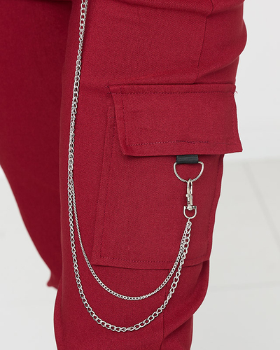 Pantalon cargo isolé bordeaux avec poches - Vêtements