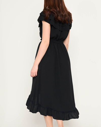 Robe noire pour femme à volants à l'espagnole - Vêtements