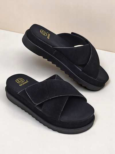 Royalfashion Sandales plates pour femmes Evre