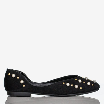 Ballerines noires pour femmes avec perles Emanossa - Chaussures 1