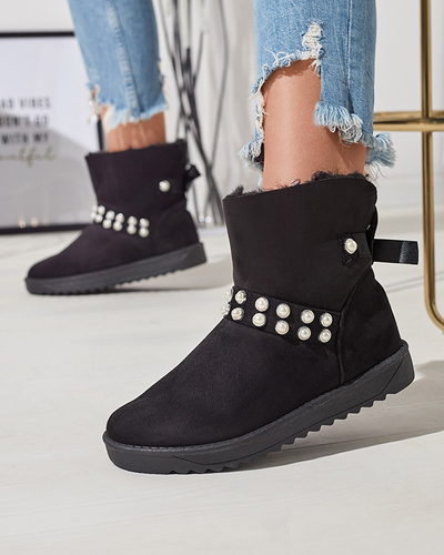 Bottes de neige femme noires à ruban Himini - Chaussures