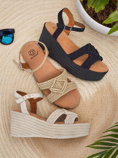 Royalfashion Sandales compensées femme tressées Sunny Day