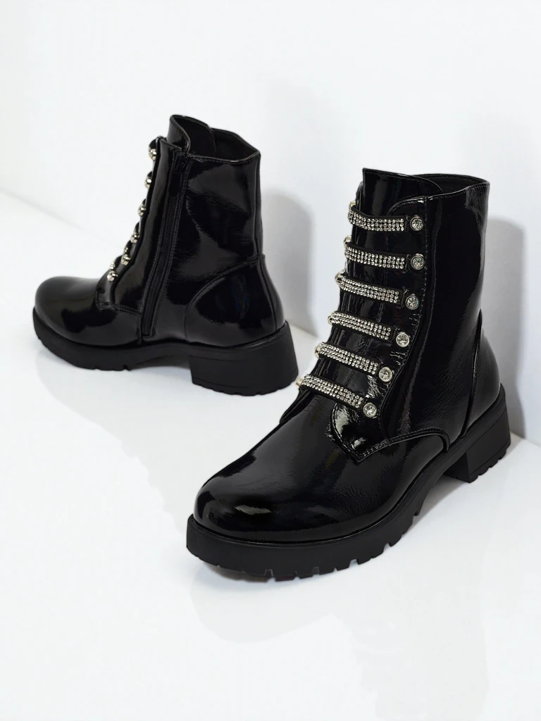 Bottines vernies à lacets pour femmes Fjorra