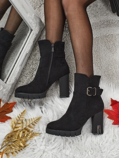 Bottines femme en éco-daim à talons épais Liravie