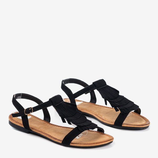 Sandales noires avec franges Milirita - Chaussures 1