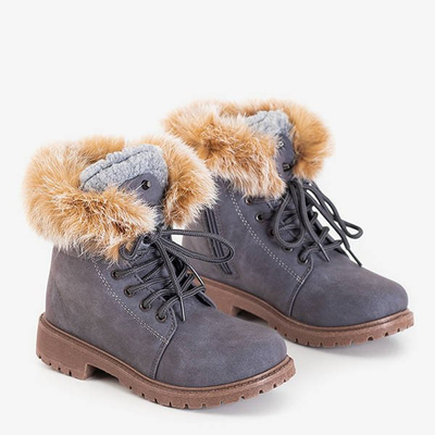 Bottes de randonnée enfant gris foncé avec fourrure Zendisq - Footwear