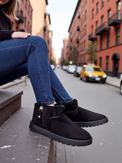 Royalfashion Bottes courtes ressemblant à des bottes de neige pour femmes Fefoz