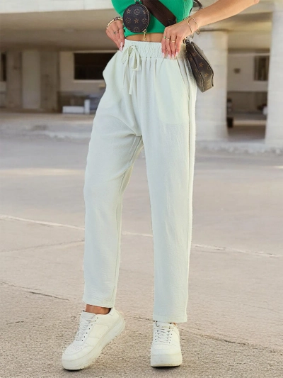 Royalfashion Pantalon large en tissu pour femme