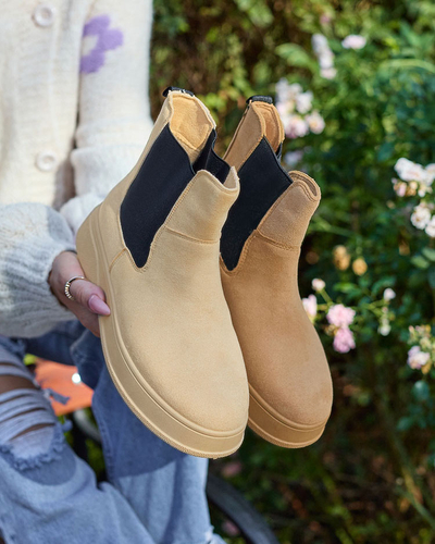 Royalfashion Bottes a'la snow boots pour femme en couleur camel Uteris