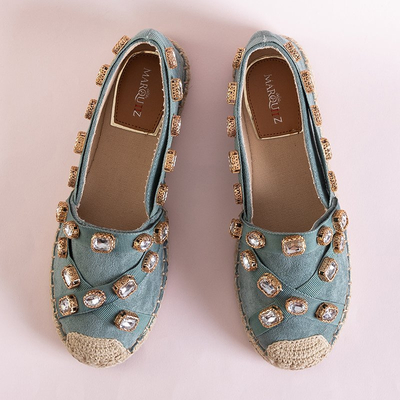 OUTLET Espadrilles femme vertes avec cristaux Wamba - Chaussures