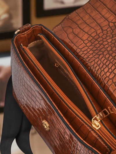 Royalfashion Petit sac à main verni pour femme en cuir écologique Velia Crest