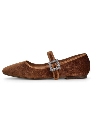 Royalfashion Ballerines pour femmes en velours avec une boucle et une sangle Enribes
