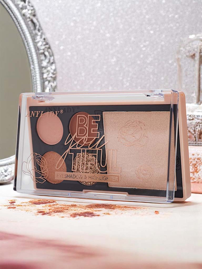 Palette de 4 fards à paupières avec paillettes et illuminateur Ruby Glamour