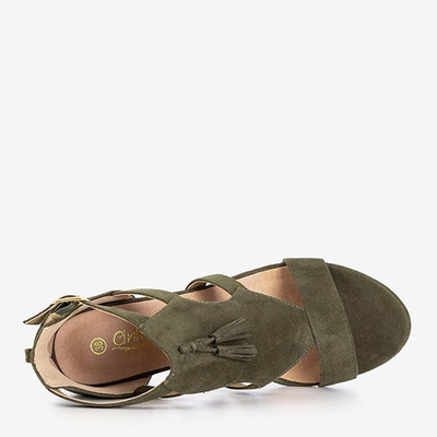 Sandales pour femmes vert foncé sur le poteau Krys - Footwear